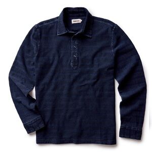 Taylor Stitch The Long Sleeve Polo
in Indigo Knit Stripe Size 44/XL